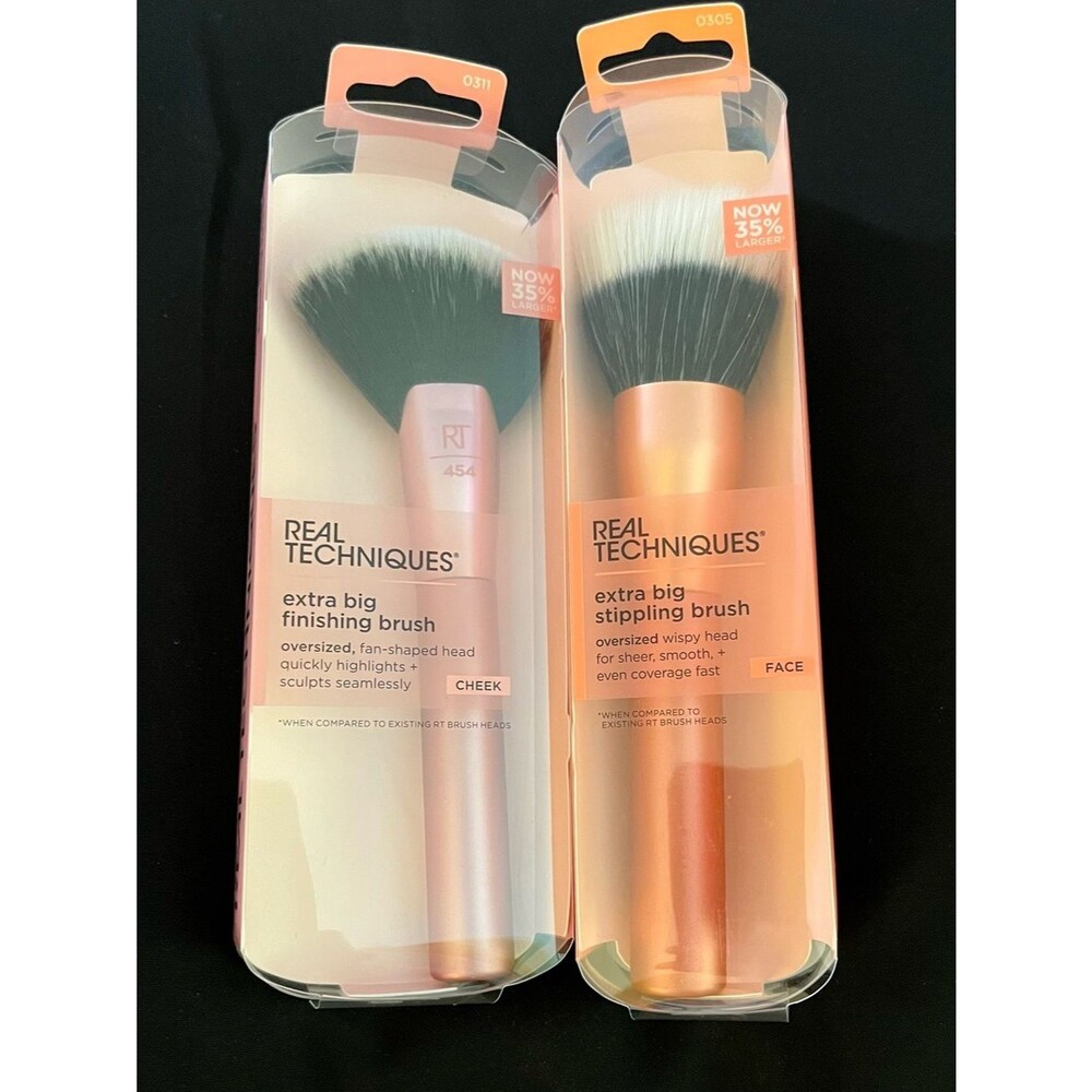 Real Techniques Big Brush Energy 268 Stippling & 454 Finishing Set Vegan